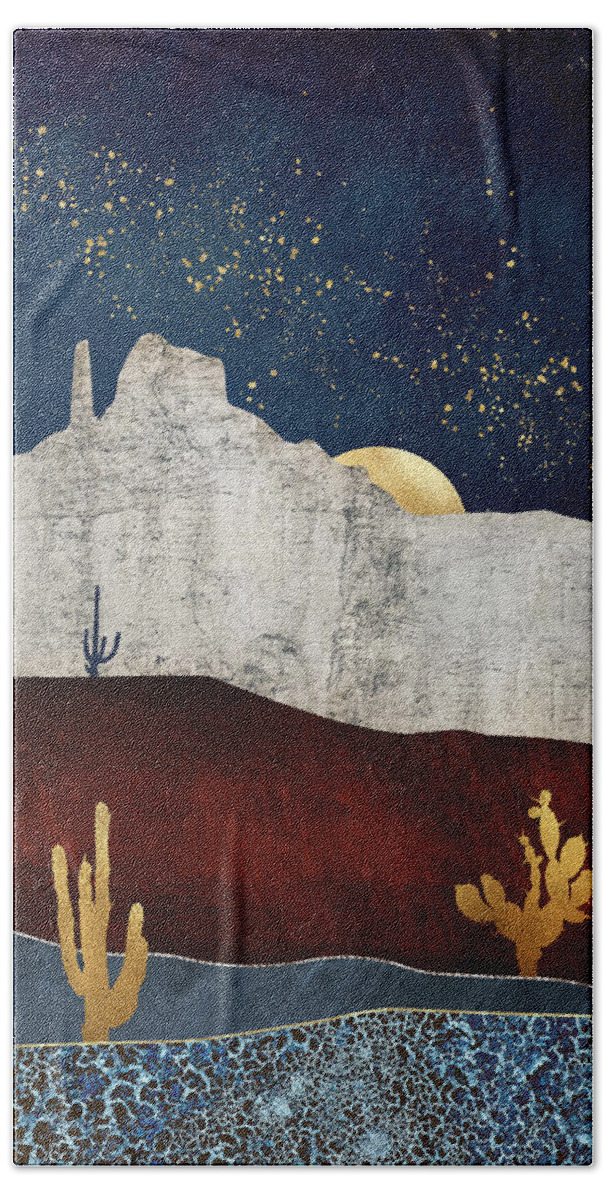 Digital Bath Sheet featuring the digital art Moonlit Desert by Spacefrog Designs