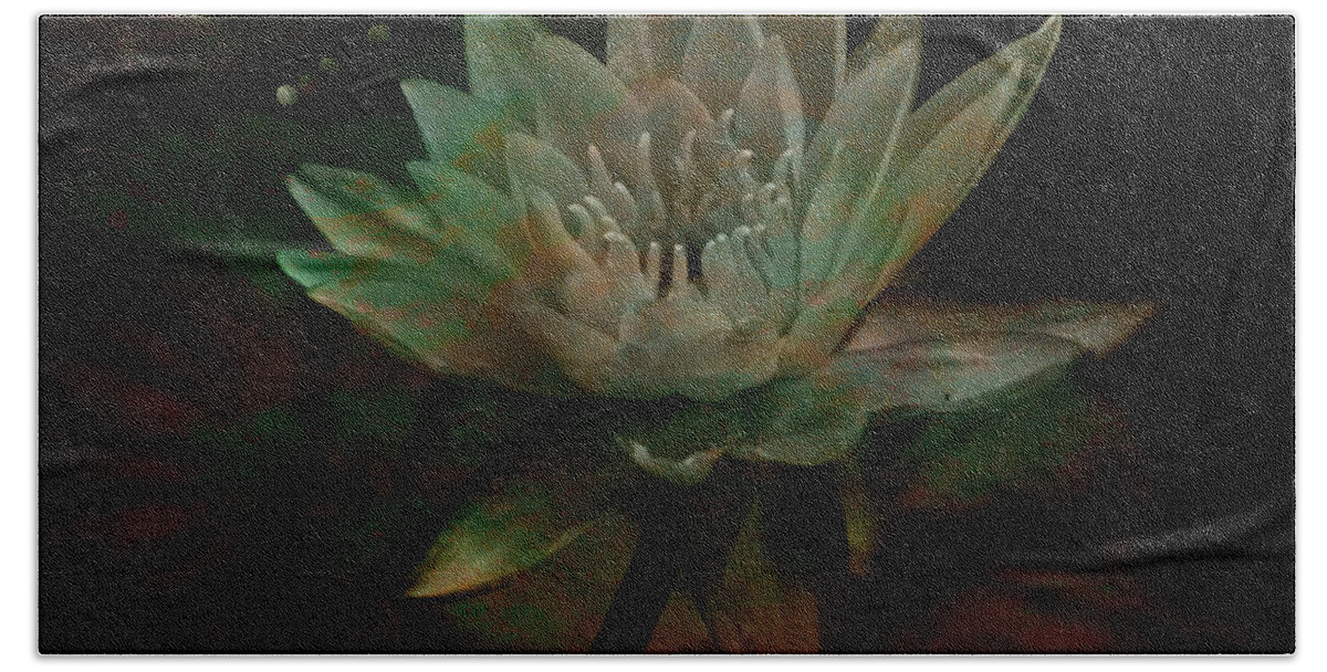 Water Lily Bath Towel featuring the photograph Moonlit Water Lily by Lesa Fine