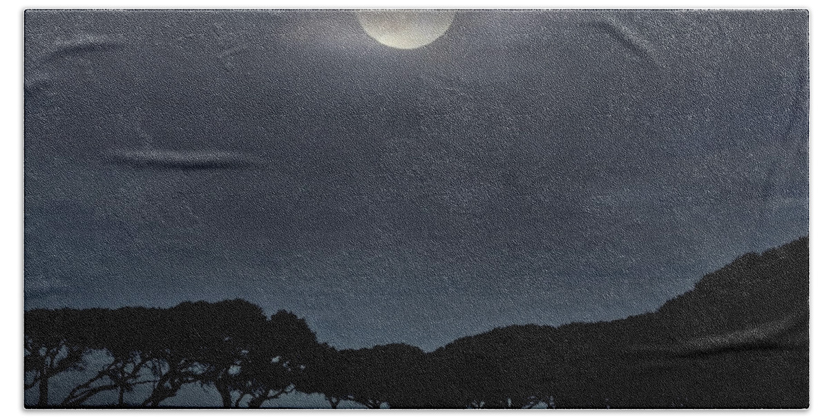 Sea Hand Towel featuring the photograph Moonrise over the Marsh. by WAZgriffin Digital