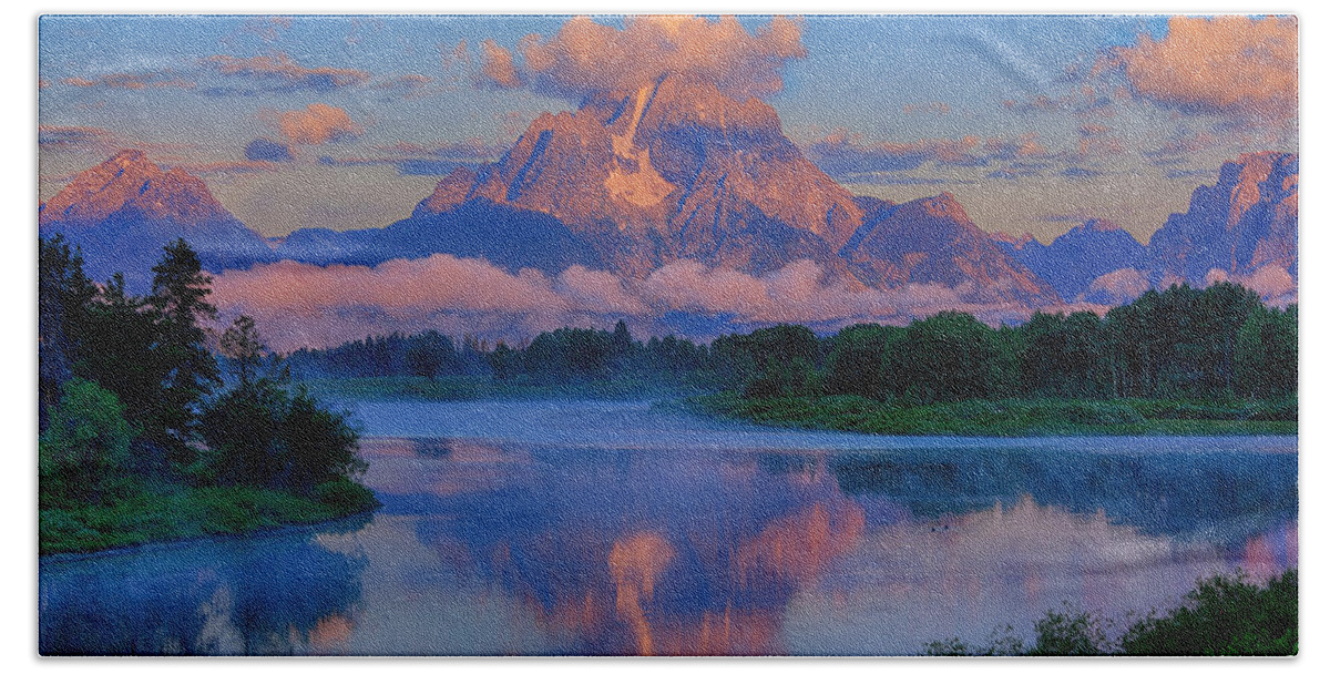 Oxbow Bend Bath Towel featuring the photograph Moran Morning at Oxbow Bend by Greg Norrell