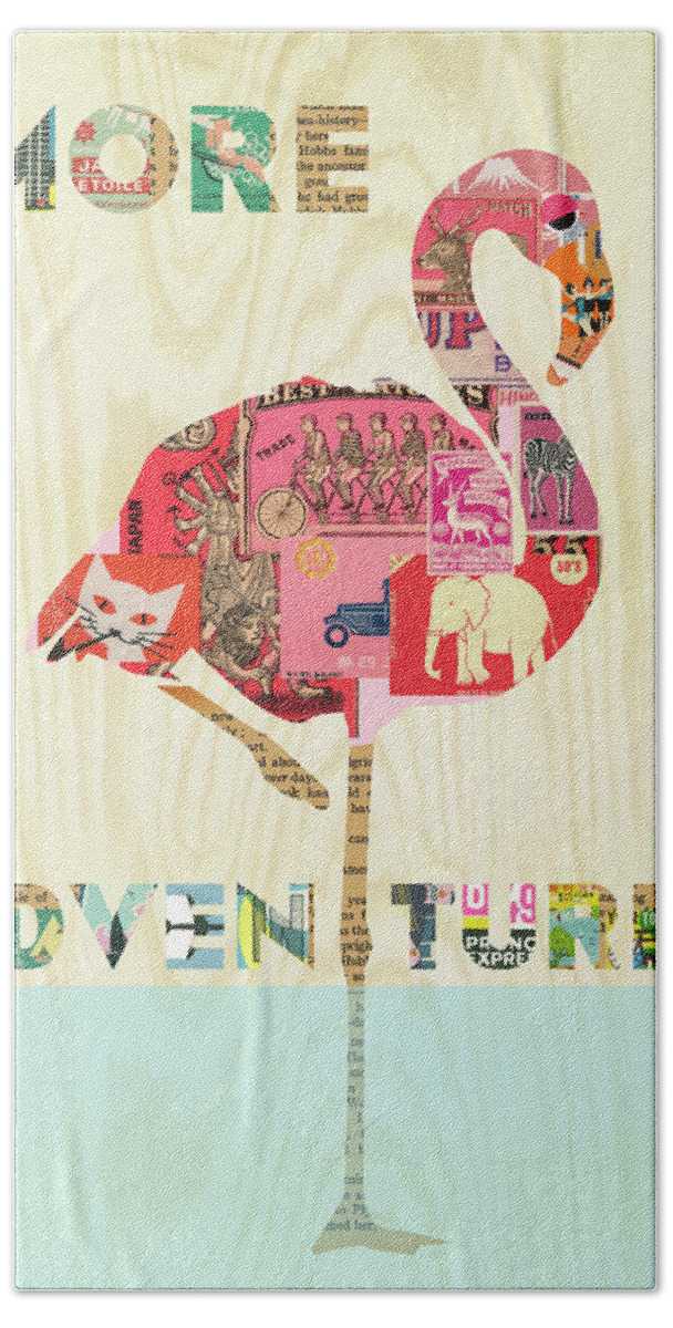 More Adventures Bath Towel featuring the mixed media More Adventures by Claudia Schoen