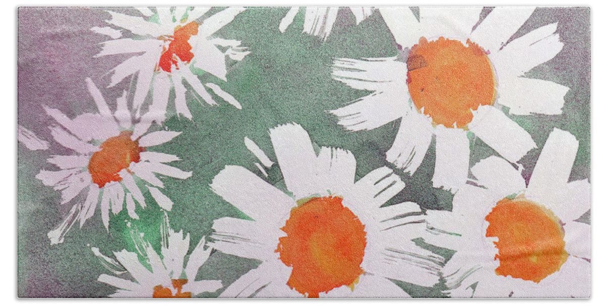 Daisies Bath Towel featuring the painting More bunch of daisies by Loretta Nash