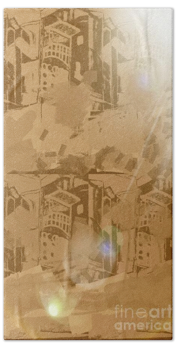 Cityscape Hand Towel featuring the painting Morning at my place by Subrata Bose