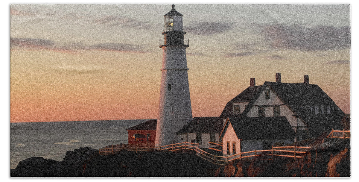 Lighthouse Hand Towel featuring the photograph Morning Light by Dan Jordan