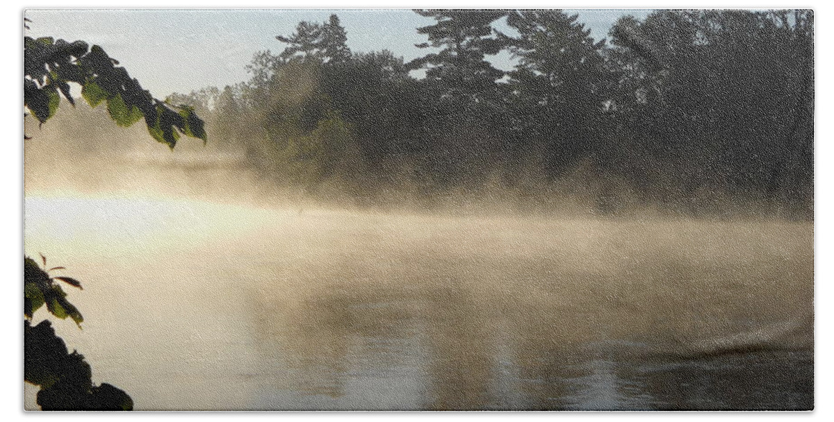 Mist Bath Towel featuring the photograph Morning Mist Glowing in Sunlight by Kent Lorentzen