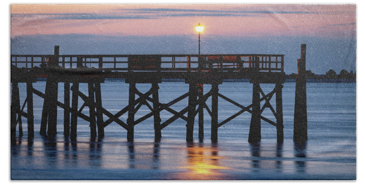 Southport Hand Towel featuring the photograph Morning Reflections in Southport by Nick Noble