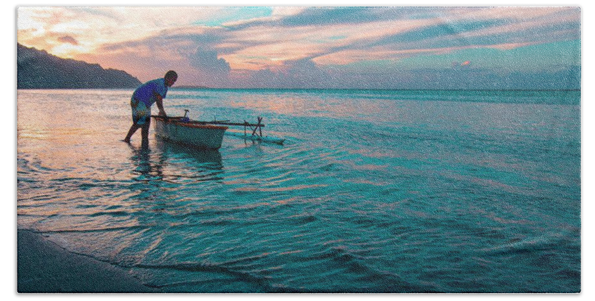 Fisherman Hand Towel featuring the photograph Morning Ritual by Sharon Jones