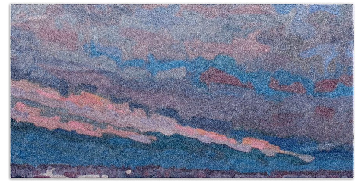 1032 Bath Towel featuring the painting Morning Snow Clouds by Phil Chadwick