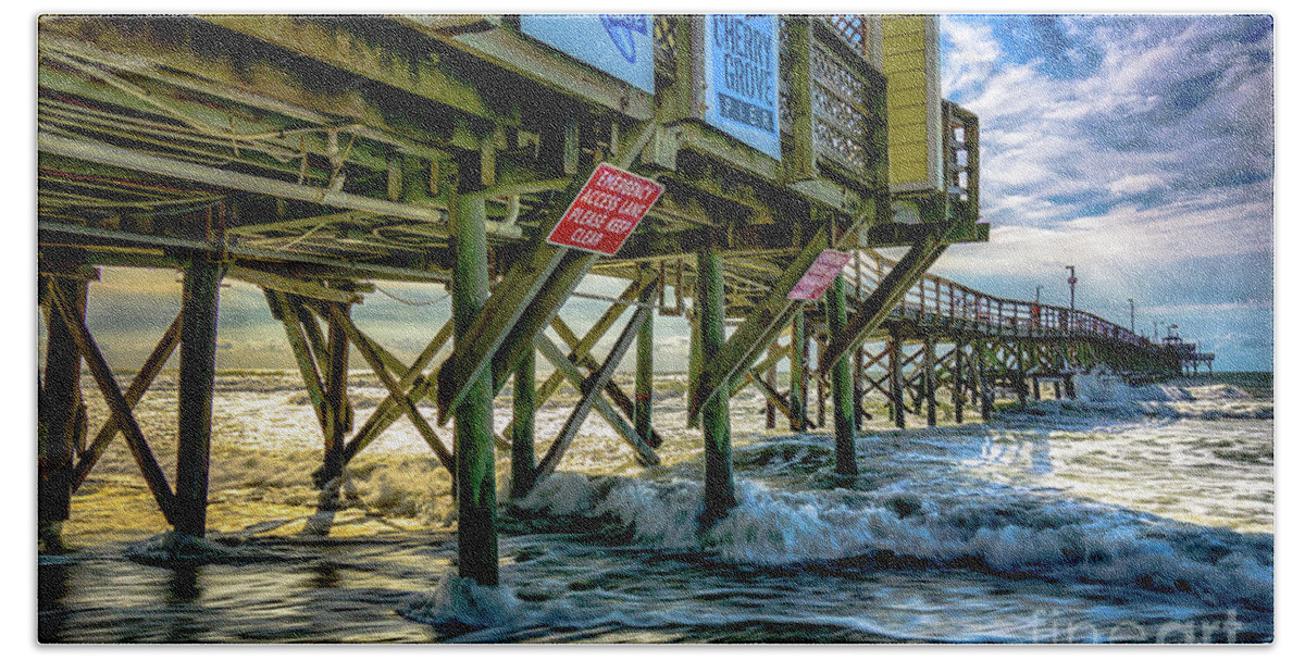 Waves Bath Towel featuring the photograph Morning Sun Under the Pier by David Smith