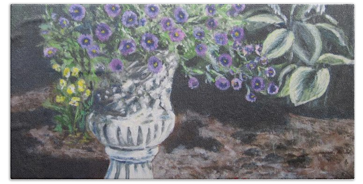 Flowers Bath Towel featuring the painting Morning Sunlight by Paula Pagliughi