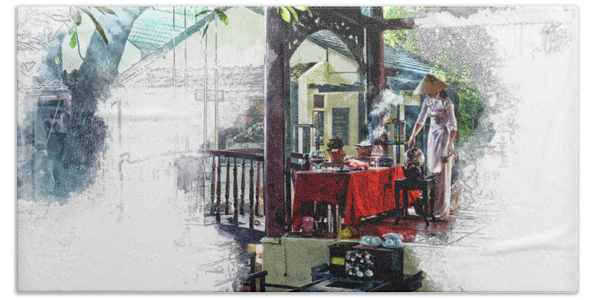 Vietnam Bath Towel featuring the photograph Morning Tea by Cameron Wood