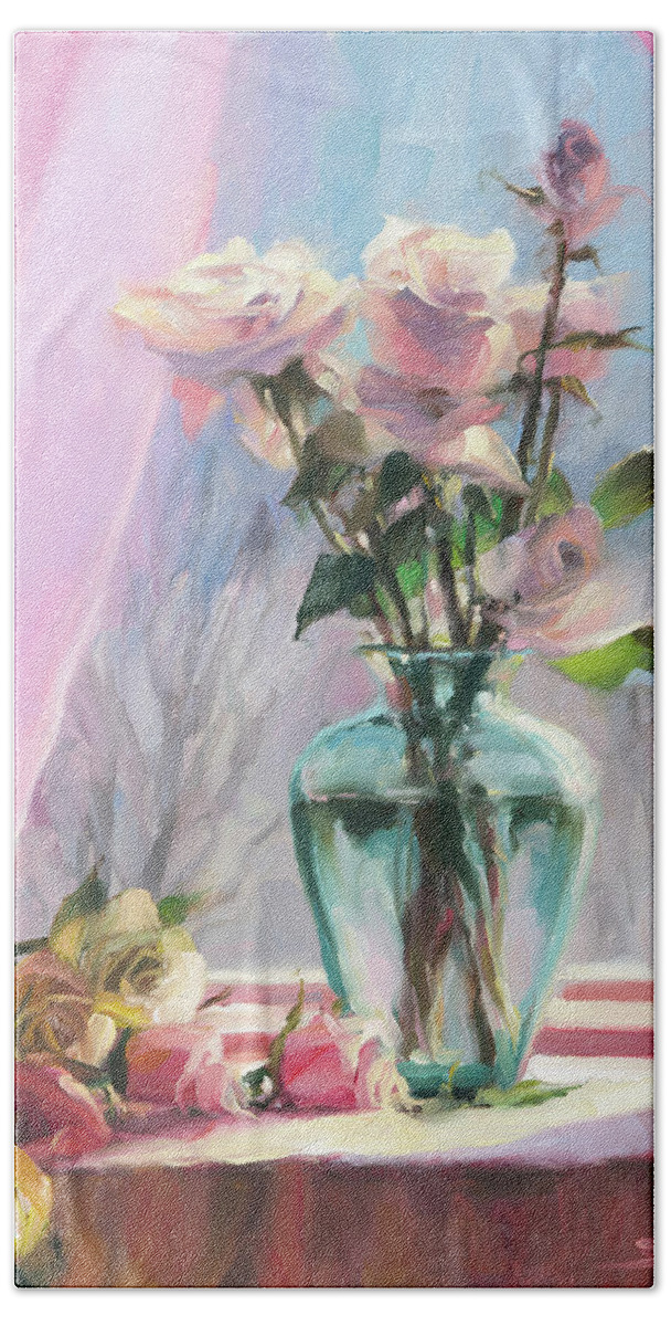 Flowers Hand Towel featuring the painting Morning's Glory by Steve Henderson