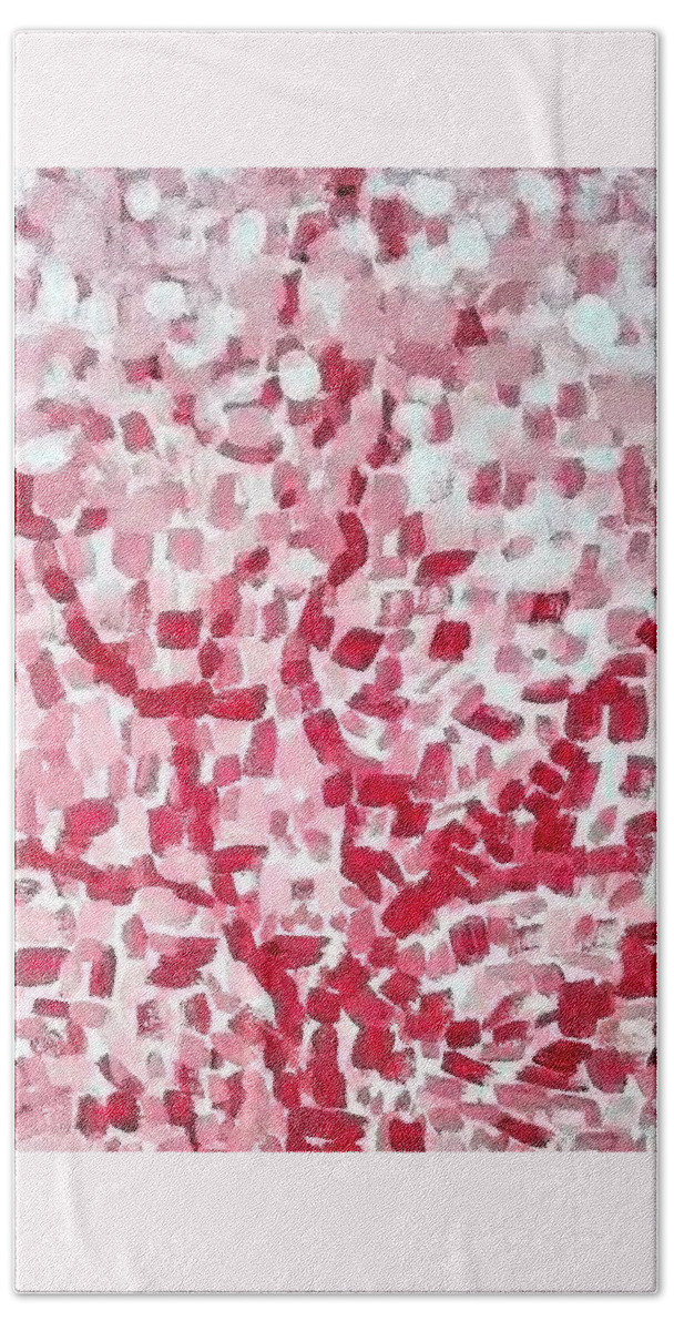 Pink Bath Towel featuring the painting Mosaic Tree by Suzanne Berthier
