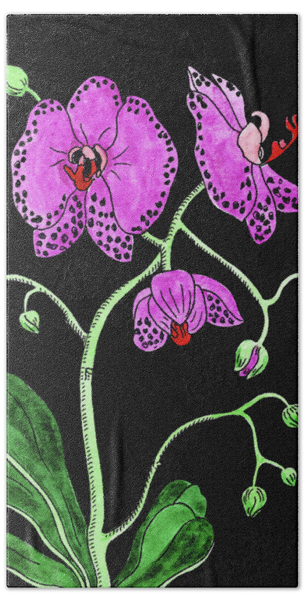 Moth Orchid Hand Towel featuring the painting Moth Orchid Flower Watercolour by Irina Sztukowski