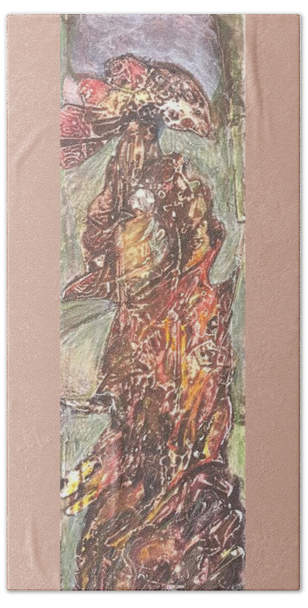 African Woman Hand Towel featuring the painting Mother And Child by Ilona Petzer