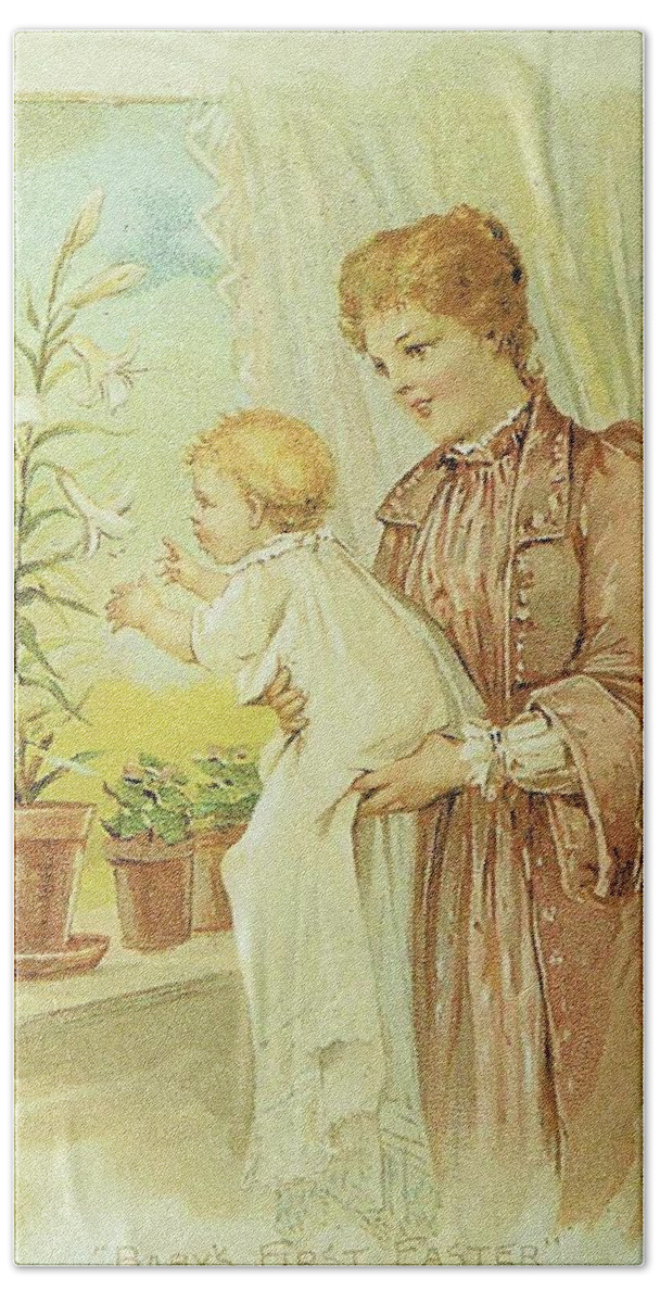 Frances Brundage Bath Towel featuring the painting Mother and child by Reynold Jay