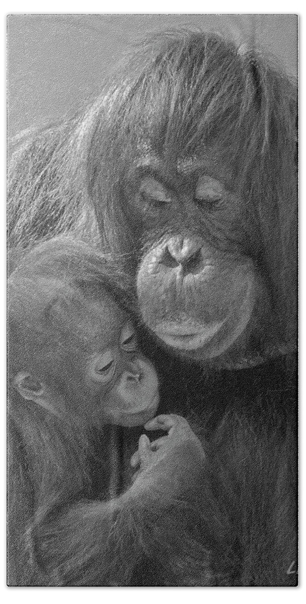 Orangutan Hand Towel featuring the photograph Motherhood 10 by Larry Linton