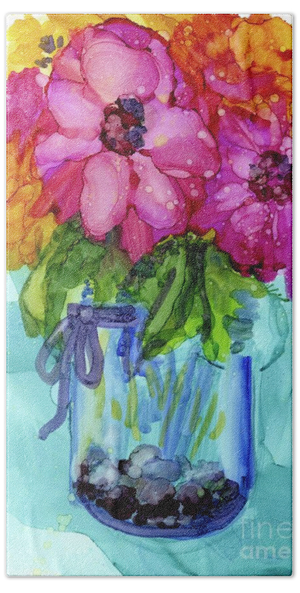 Flowers Bath Towel featuring the mixed media Mother's Bouquet by Francine Dufour Jones