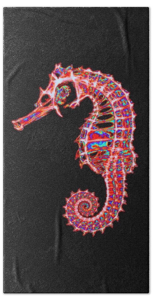 Sea Horse Hand Towel featuring the digital art Motley Hippocampus by Larry Beat