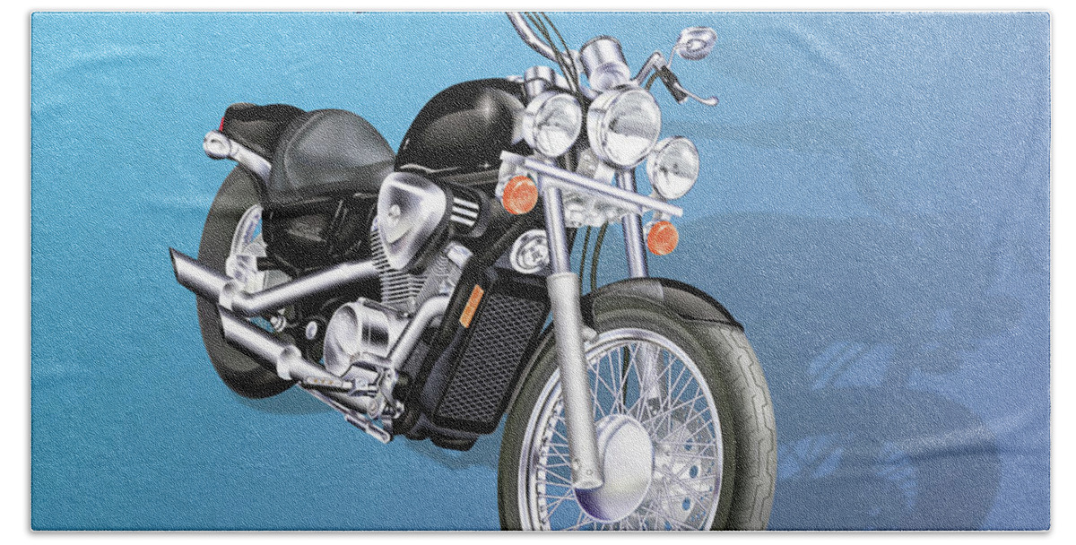 Motorcycle Hand Towel featuring the digital art Motorcycle by Linda Carruth
