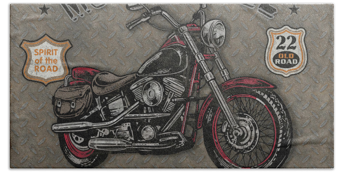 Motorcycle Bath Towel featuring the digital art Motorcycle Speedway-A by Jean Plout
