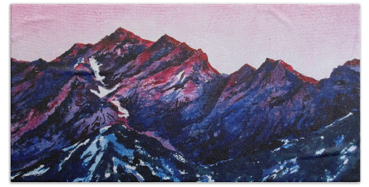 Art Hand Towel featuring the painting Mountain -1 by Tamal Sen Sharma