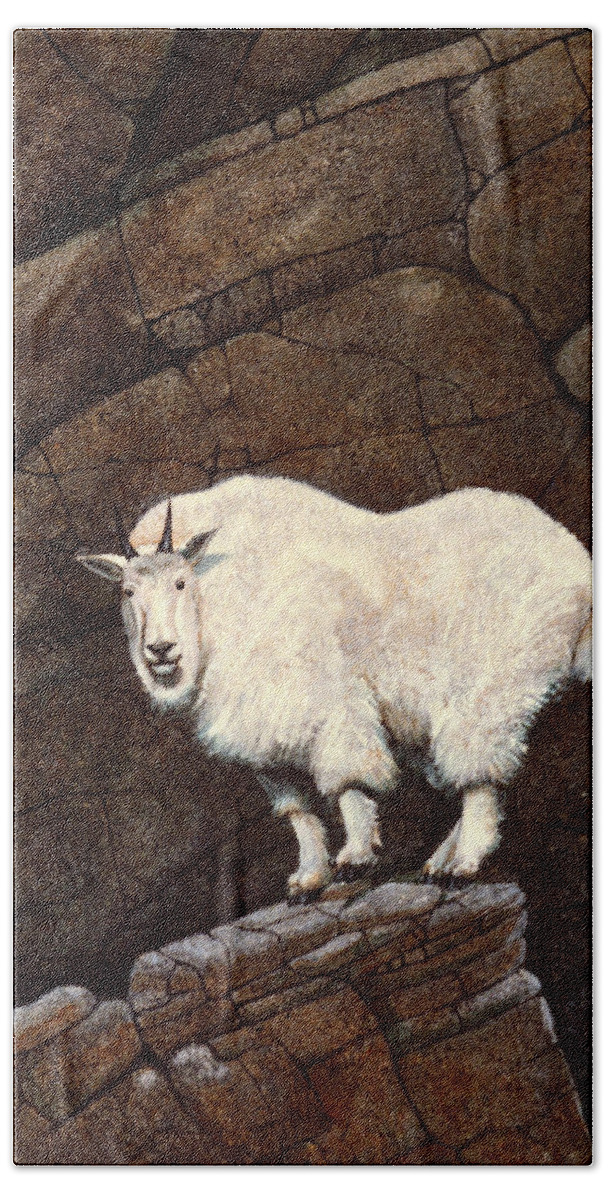 Wildlife Bath Towel featuring the painting Mountain Goat by Frank Wilson