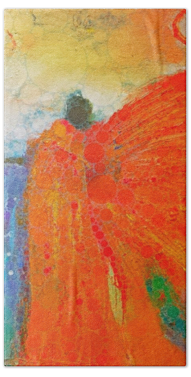 Vibrant Bath Towel featuring the painting MPrints - Angel of the Morning by M Stuart