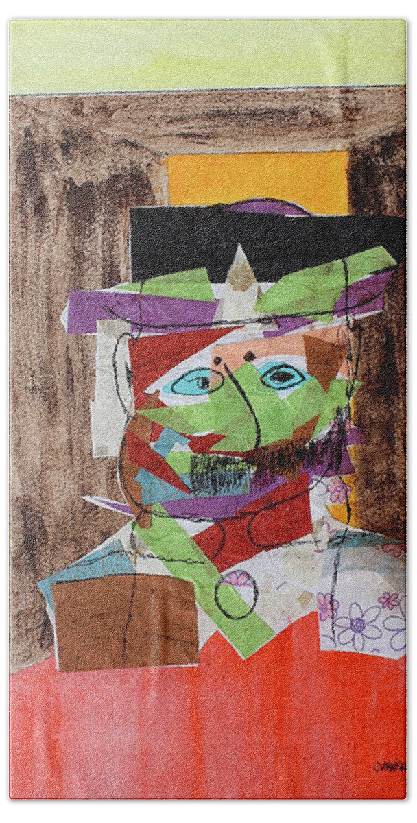 Cut Out Paper Hand Towel featuring the drawing Mr Bloom Collage by Roger Cummiskey