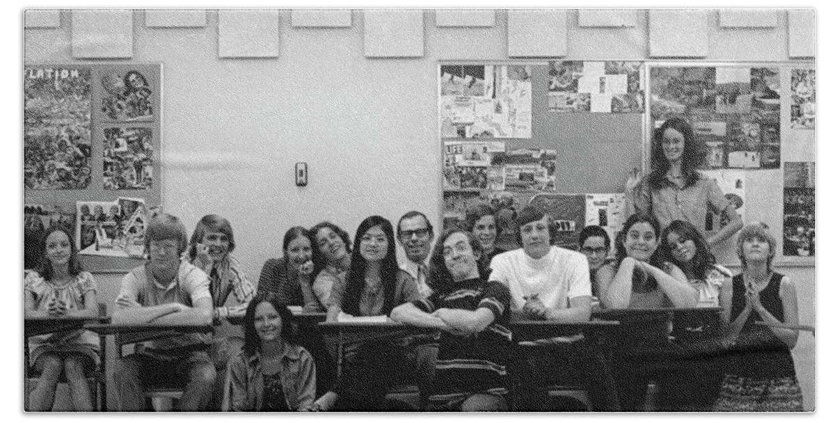  Bath Towel featuring the photograph Mr Clay's AP English Class - Cropped by Jeremy Butler