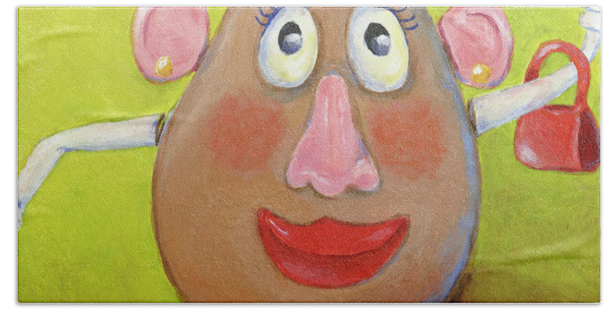 Toy Hand Towel featuring the painting Mrs. Potato Head by Donna Tucker
