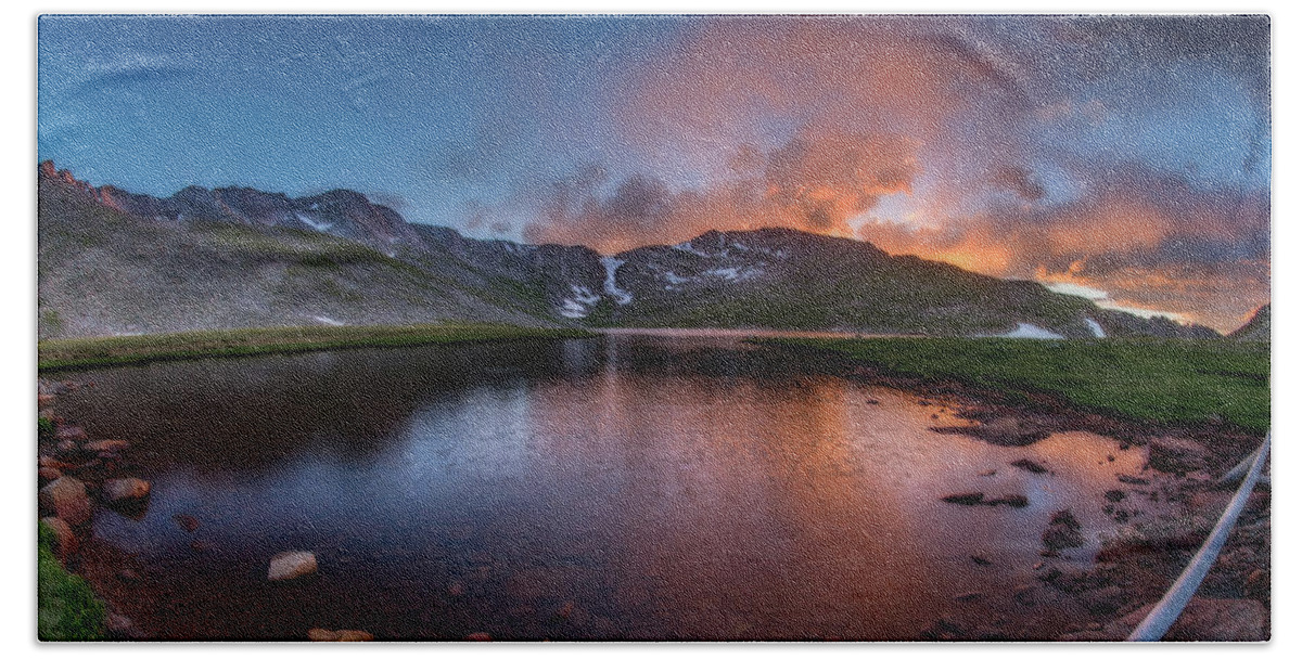 American West Hand Towel featuring the photograph Mt. Evans Summit Lake Twilight by Chris Bordeleau