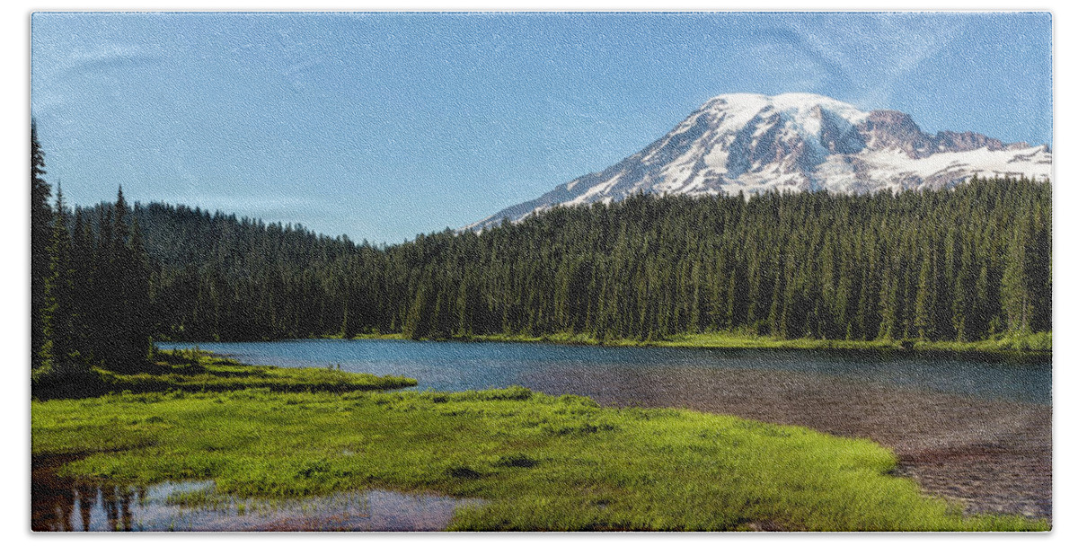 Mount Rainier Hand Towel featuring the photograph Mt Rainier from Reflection Lake, No. 2 by Belinda Greb