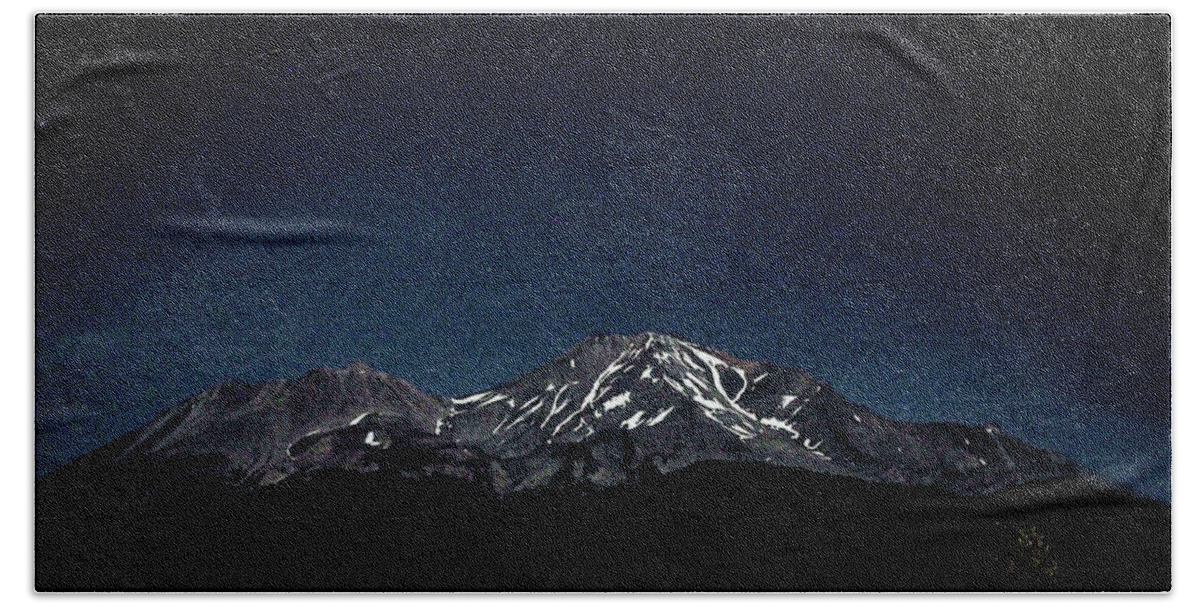 Mount Shasta Bath Towel featuring the photograph Mt Shasta at 3 AM by Rebecca Dru