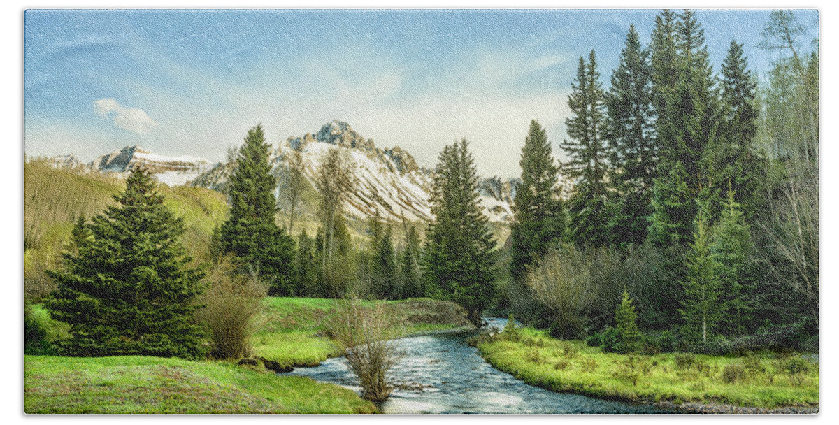 Landscape Hand Towel featuring the photograph Mt. Sneffels Peak by Angela Moyer