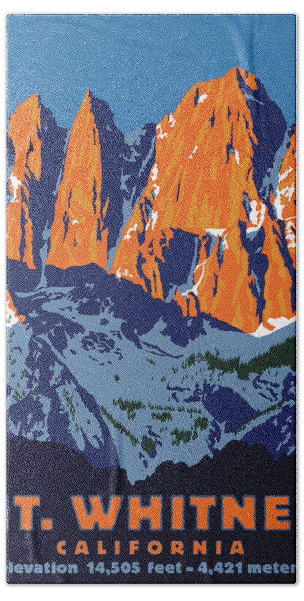 Mt. Whitney Hand Towel featuring the digital art Mt. Whitney Sunrise Colors by Steve Forney