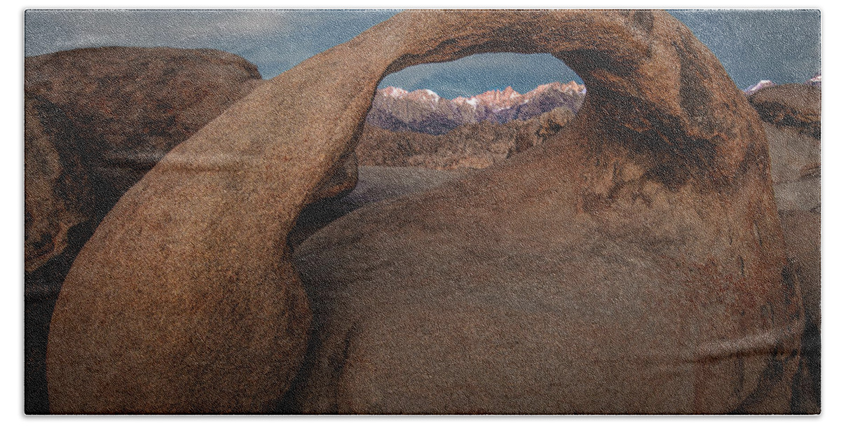 California Hand Towel featuring the photograph Mt. Whitney through Mobius Arch by Tim Bryan