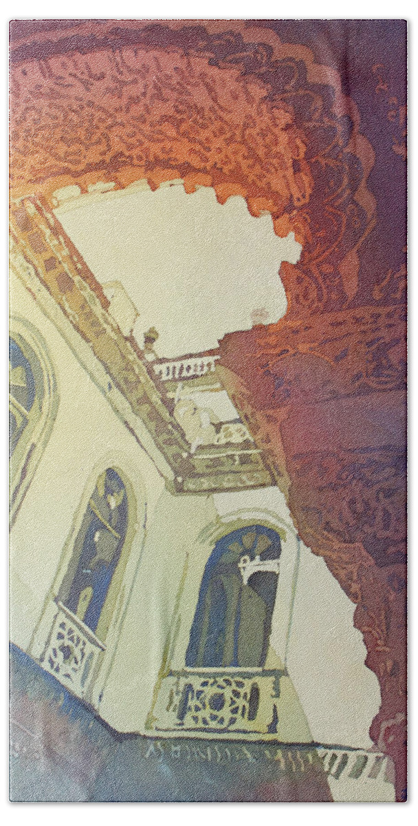 Palacio De La Condesa De Lebrija Hand Towel featuring the painting Mudjar Arch by Jenny Armitage