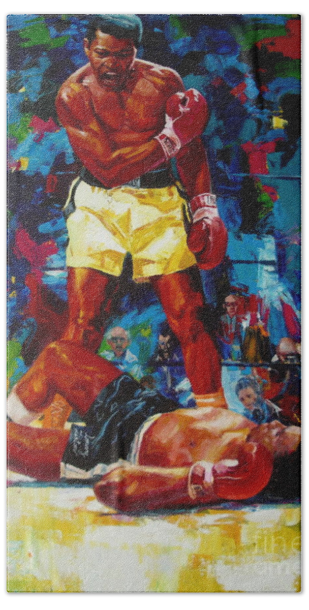 Ignatenko Hand Towel featuring the painting Muhammad Ali by Sergey Ignatenko