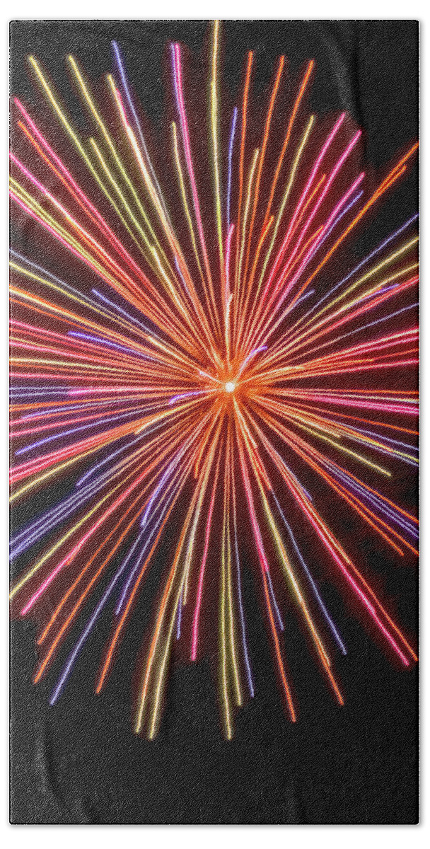 Multicolored Fireworks Bath Towel featuring the photograph Multicolored Fireworks by Cynthia Woods