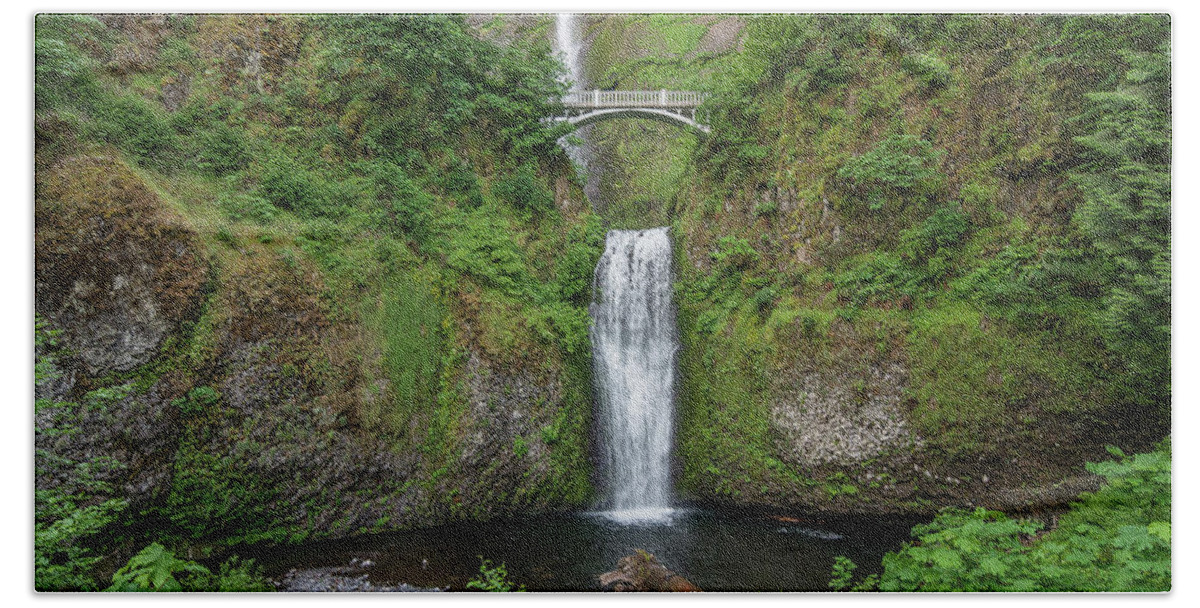 Multnomah Falls Hand Towel featuring the photograph Multnomah Falls in Spring by Greg Nyquist