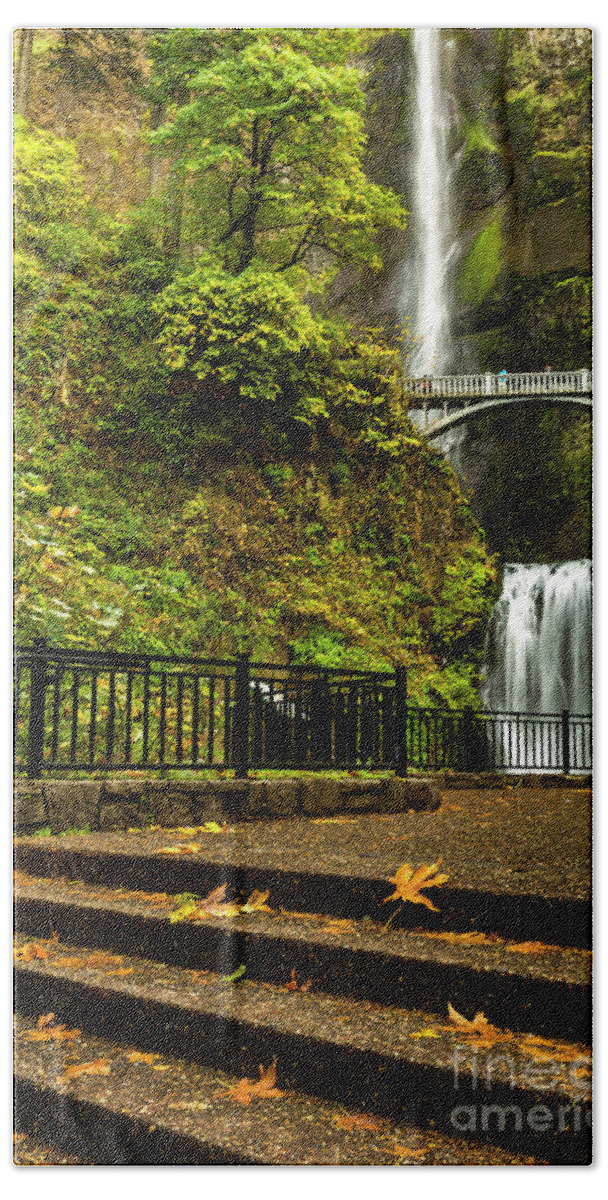 Waterfalls Hand Towel featuring the photograph Multnomah Falls,Oregon by Sal Ahmed