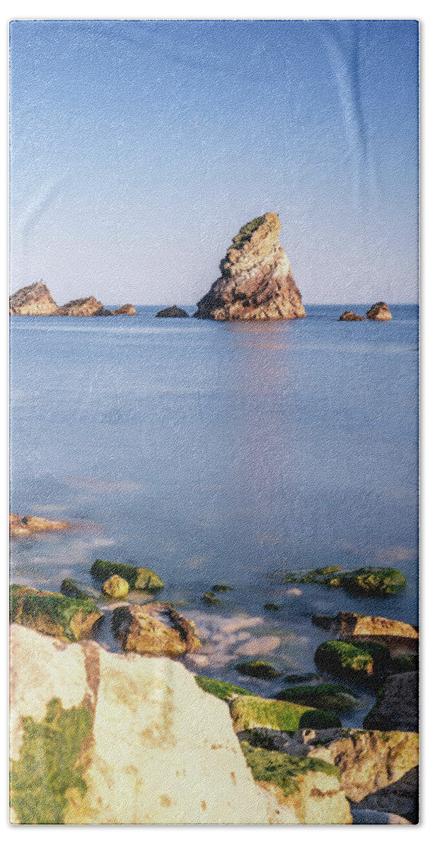 Lulworth Cove Bath Towel featuring the photograph Mupe Rock Portrait by Framing Places