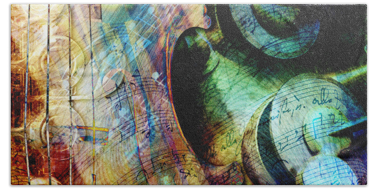 Strings Hand Towel featuring the digital art Music II by Barbara Berney