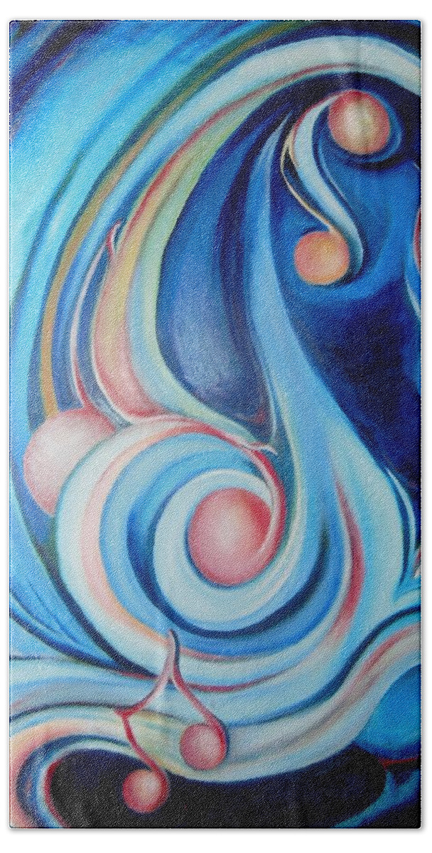 Music Art Bath Towel featuring the painting Music of the Spheres by Jordana Sands