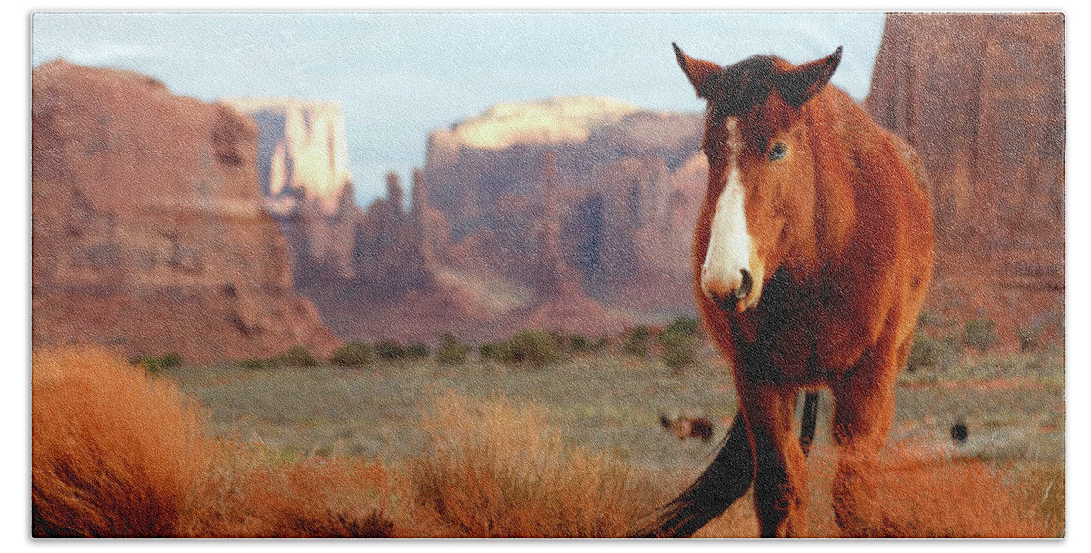 Mustang Hand Towel featuring the photograph Mustang by Nicholas Blackwell