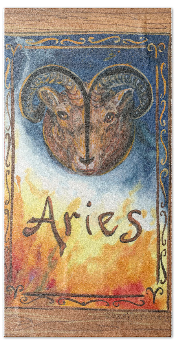 My Aries Hand Towel featuring the painting My Aries by Sheri Jo Posselt