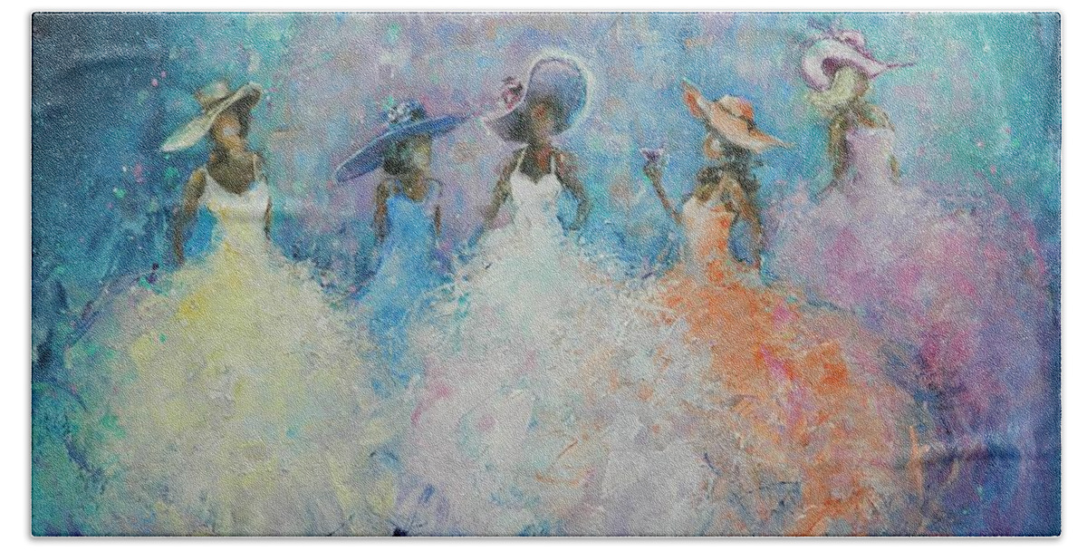 Ladies Hand Towel featuring the painting My Fair Ladies by Dan Campbell