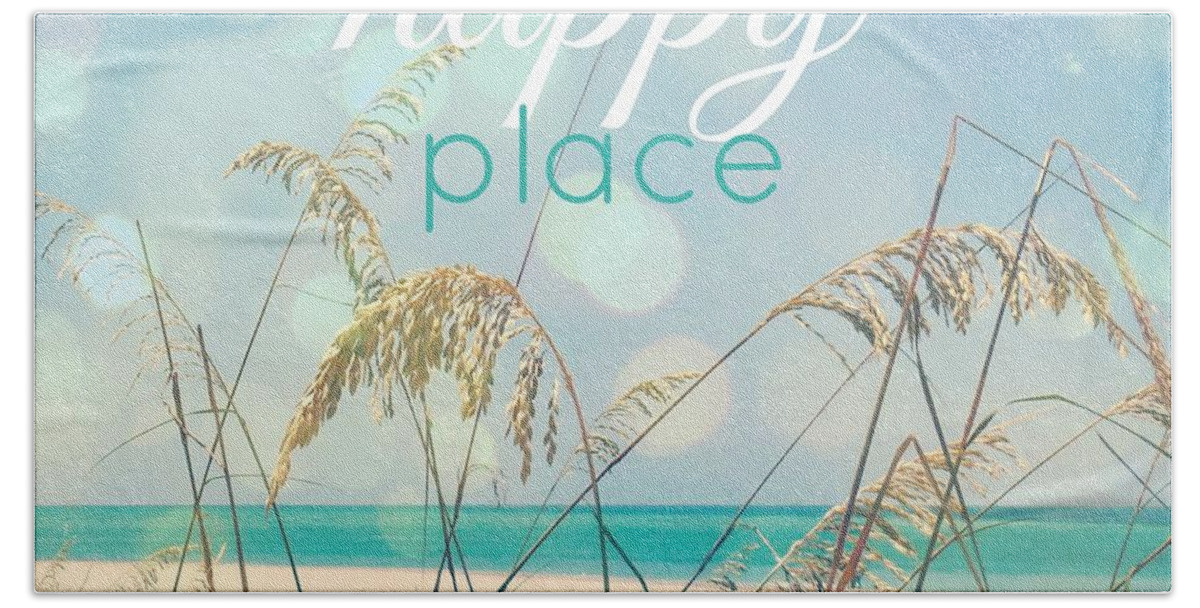 Beach Hand Towel featuring the digital art My Happy Place by Valerie Reeves