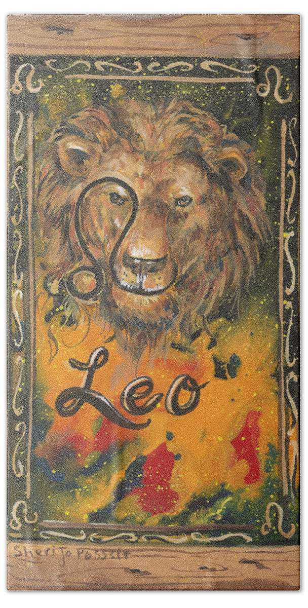 My Leo Hand Towel featuring the painting My Leo by Sheri Jo Posselt